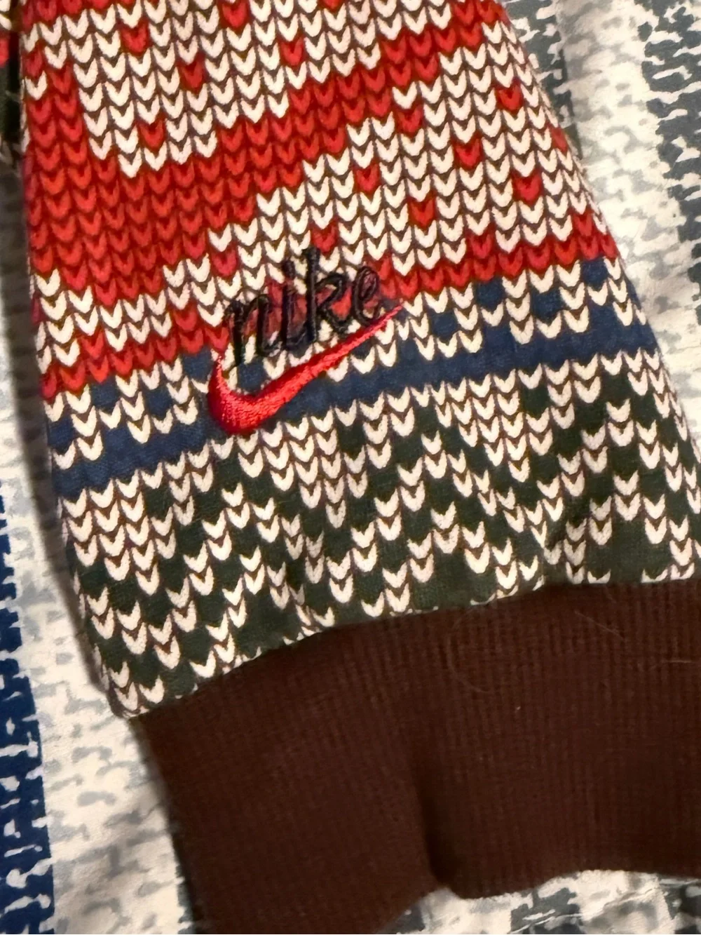 Nike Red, Mustard & Navy Fair Isle Crewneck Sweater
